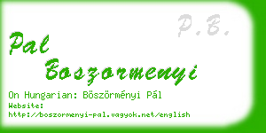 pal boszormenyi business card